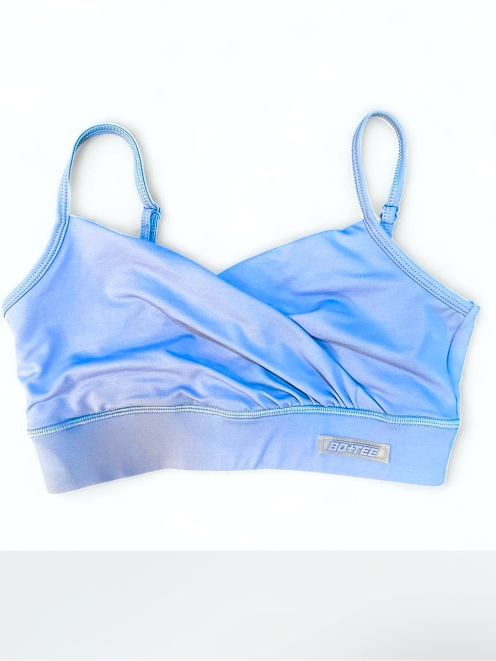 *NIB* BO+TEE Front Cross, Adjustable Strap Sport Bra Periwinkle Blue  — S